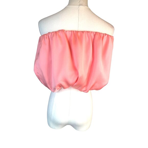2/$30 NWT WAYF Off-Shoulder Pink Medium Chiffon Top Dainty - Picture 4 of 13